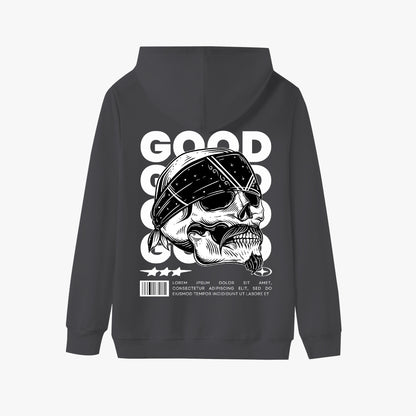 Good Vibes Skull Hoodie – Edgy Bandana Skull Graphic Design