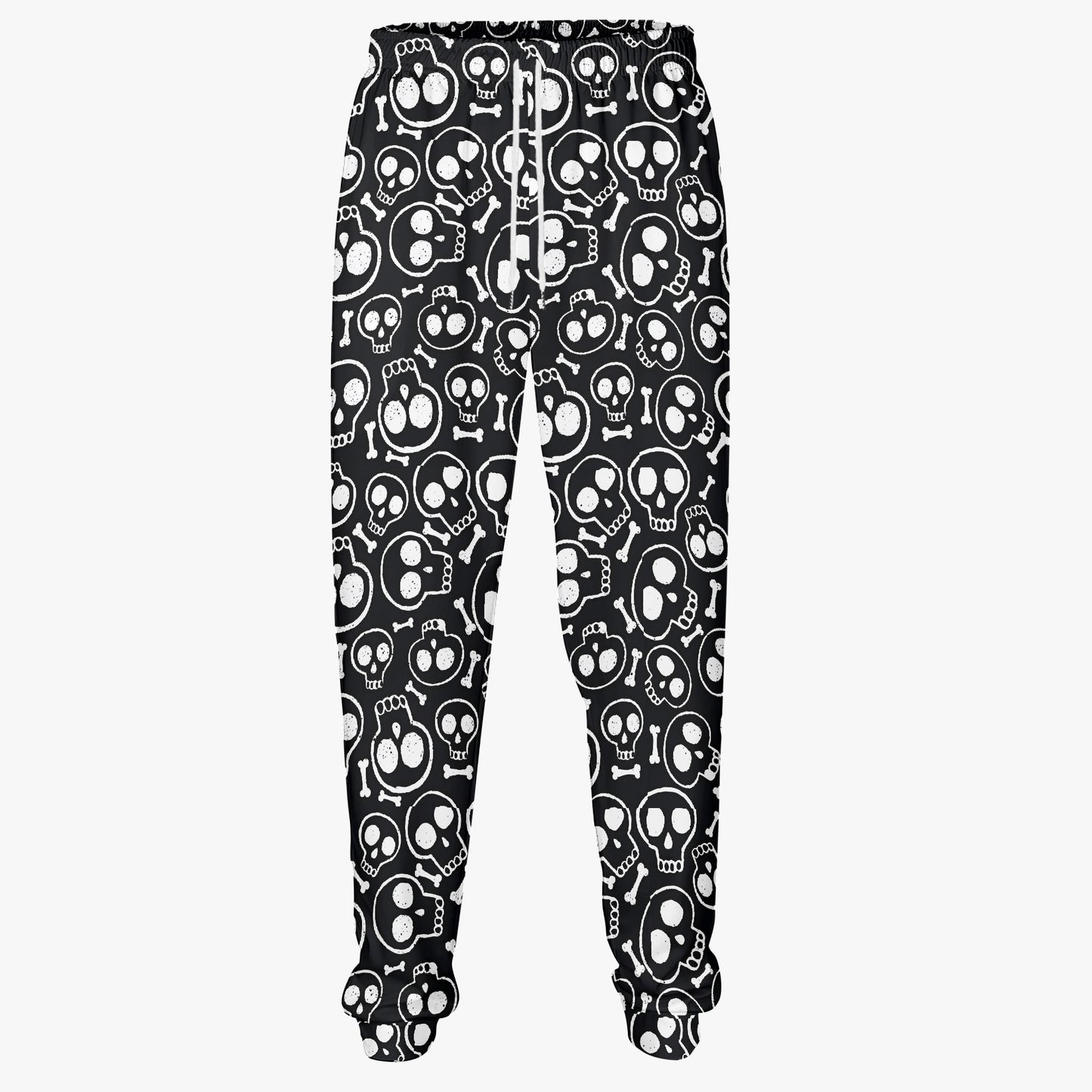 Monochrome Skull Pattern Sweatpants - Bold Gothic Loungewear