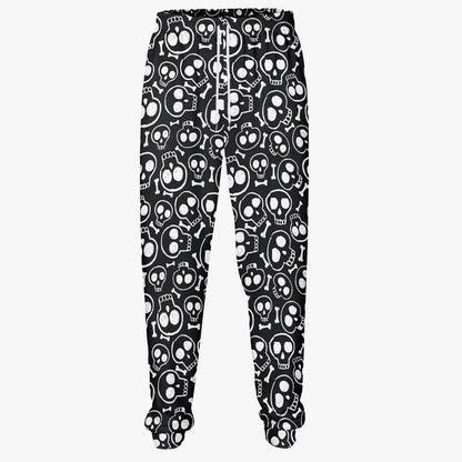 Monochrome Skull Pattern Sweatpants - Bold Gothic Loungewear