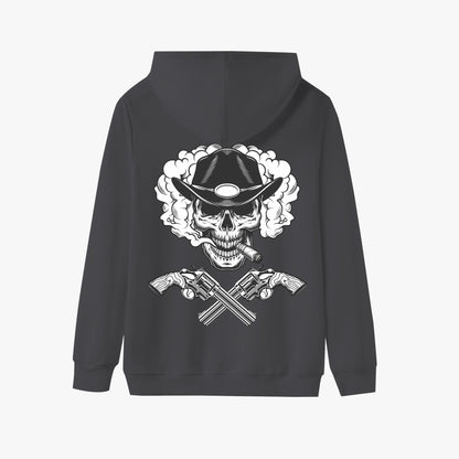 Western Cowboy Skull Pullover Hoodie with Crossed Pistols