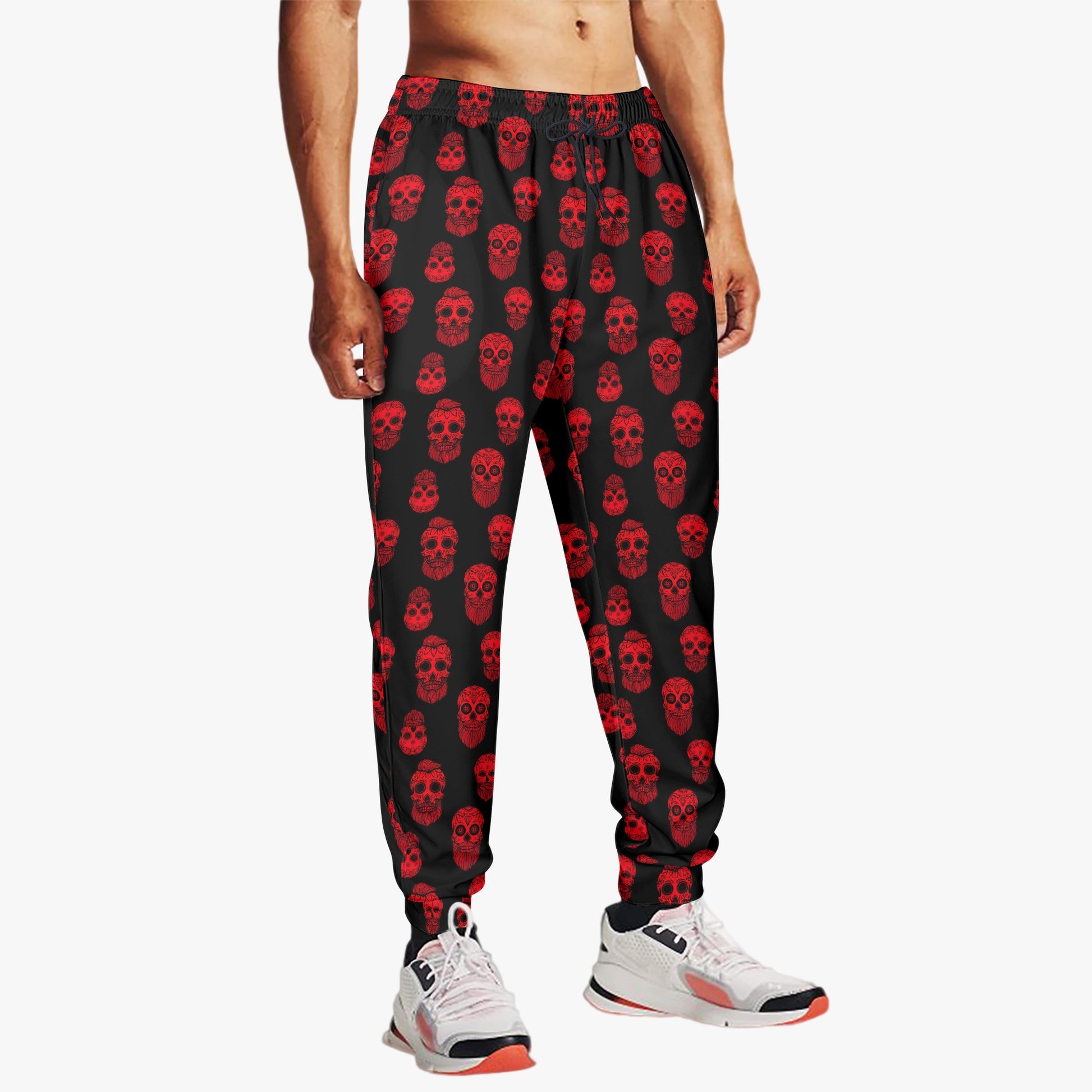 Black and Red Skull Print Sweatpants - Gothic Streetwear Essentials