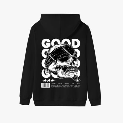 Good Vibes Skull Hoodie – Edgy Bandana Skull Graphic Design