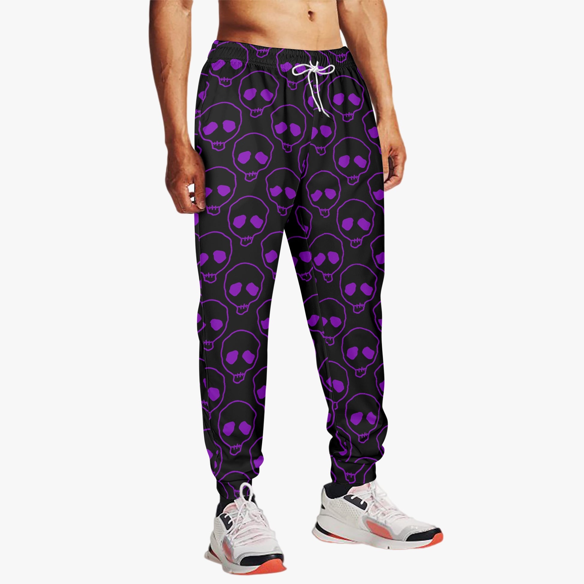 Purple Skull Print Joggers - Gothic Streetwear Loungewear