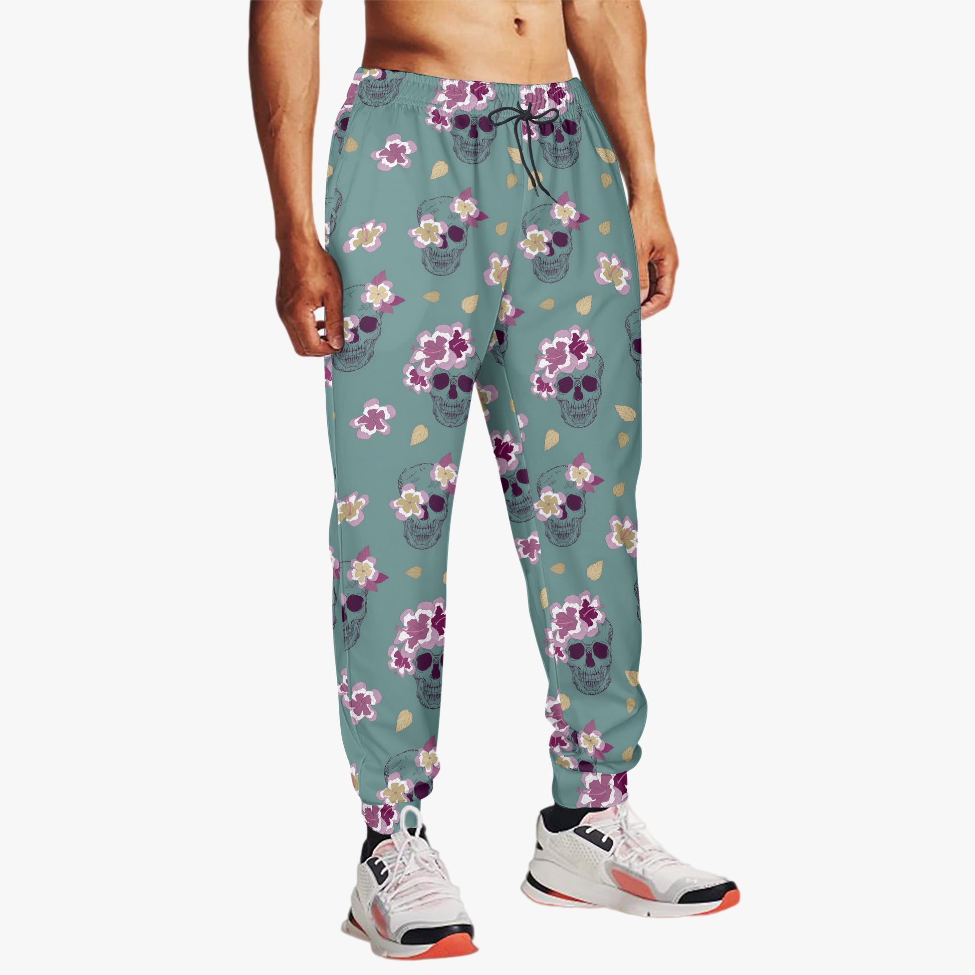 Floral Crown Skull Print Jogger Sweatpants - Stylish & Comfortable Loungewear