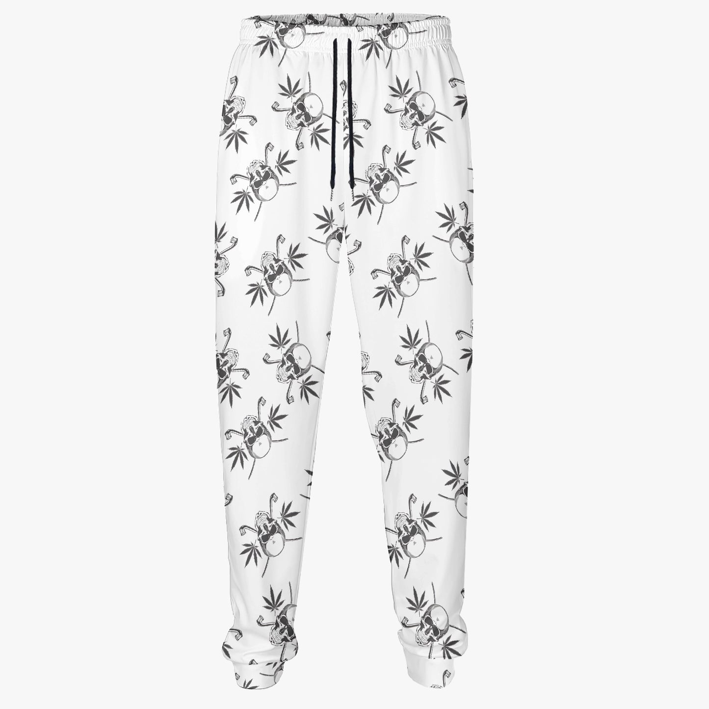 Skull and Crossbones with Leaves Print Jogger Sweatpants - Edgy & Comfortable Loungewear