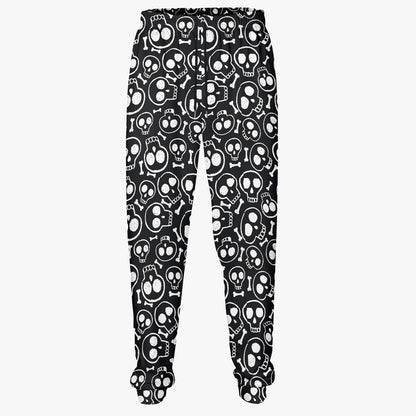 Monochrome Skull Pattern Sweatpants - Bold Gothic Loungewear