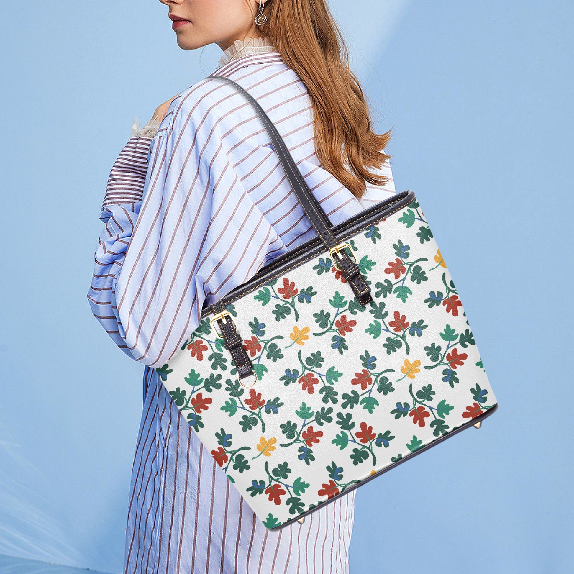 Whimsical Leaf Print Tote Bag - Nature-Inspired Style for Everyday, Work, or Travel