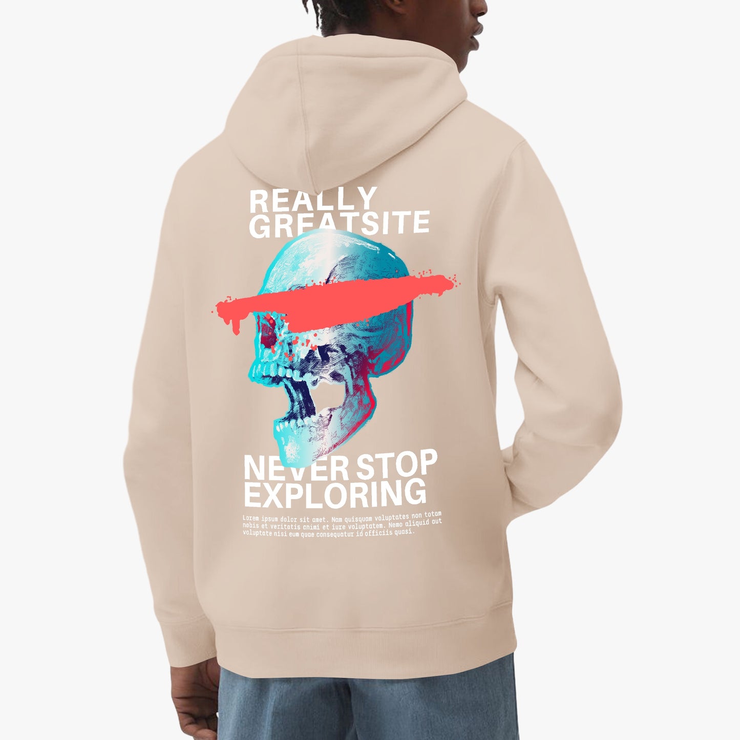 Never Stop Exploring Hoodie – Vibrant Skull Adventure Design