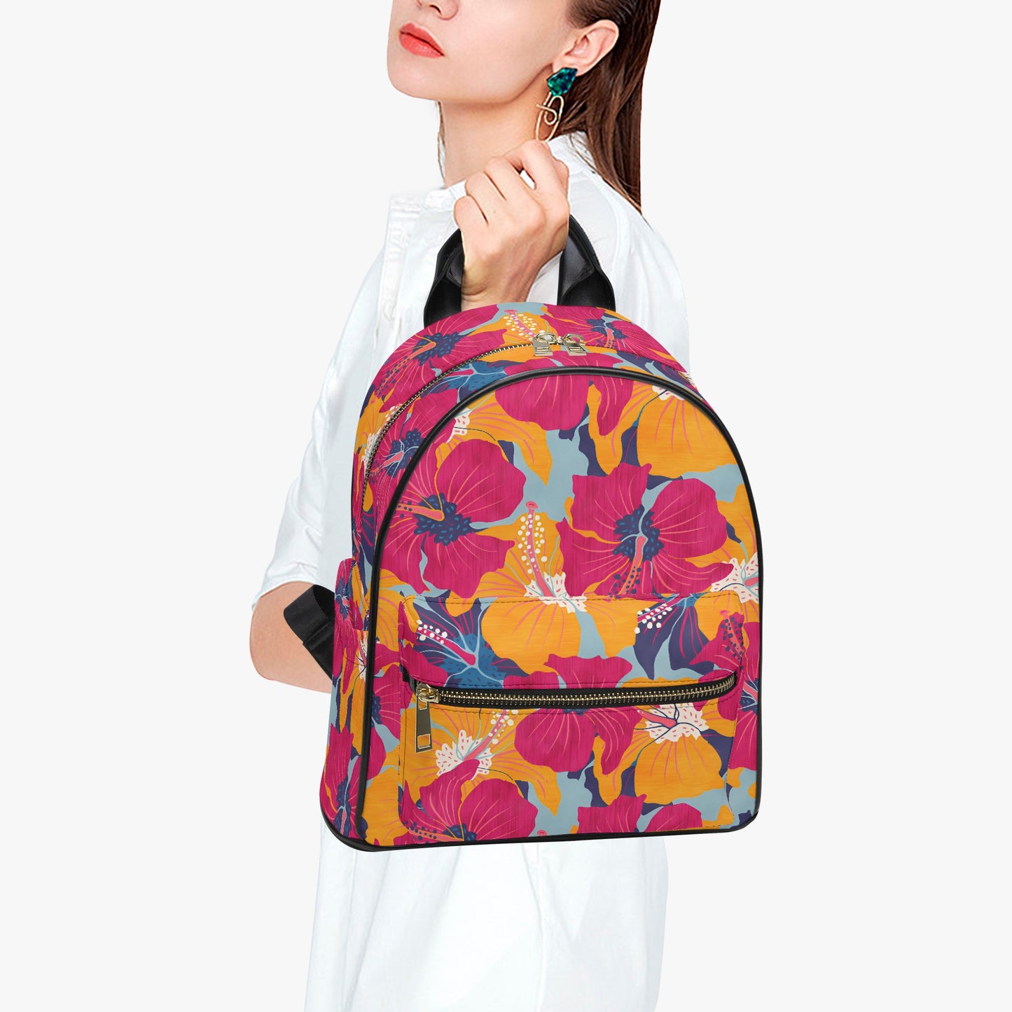 Hibiscus Hues Mini Backpack: Tropical Floral Paradise