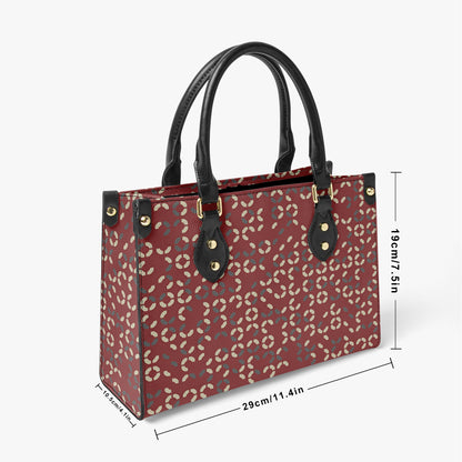 Elegant Red Handbag with Circular Pattern – Stylish Leather-Strap Tote for Women