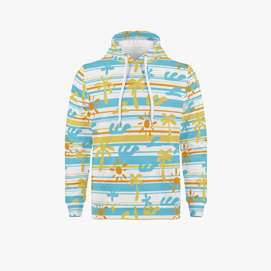 wearskull Tropical Striped Hoodie - Palm and Sunburst Design