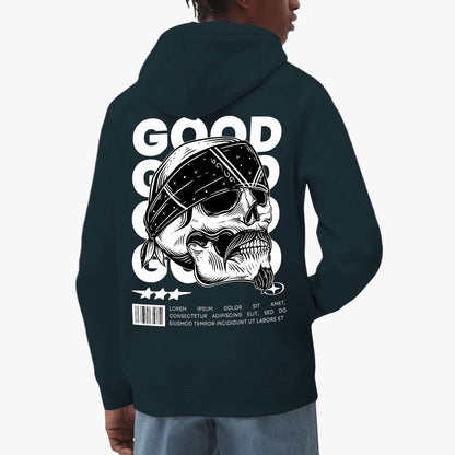 Good Vibes Skull Hoodie – Edgy Bandana Skull Graphic Design