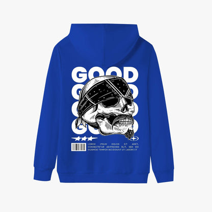 Good Vibes Skull Hoodie – Edgy Bandana Skull Graphic Design