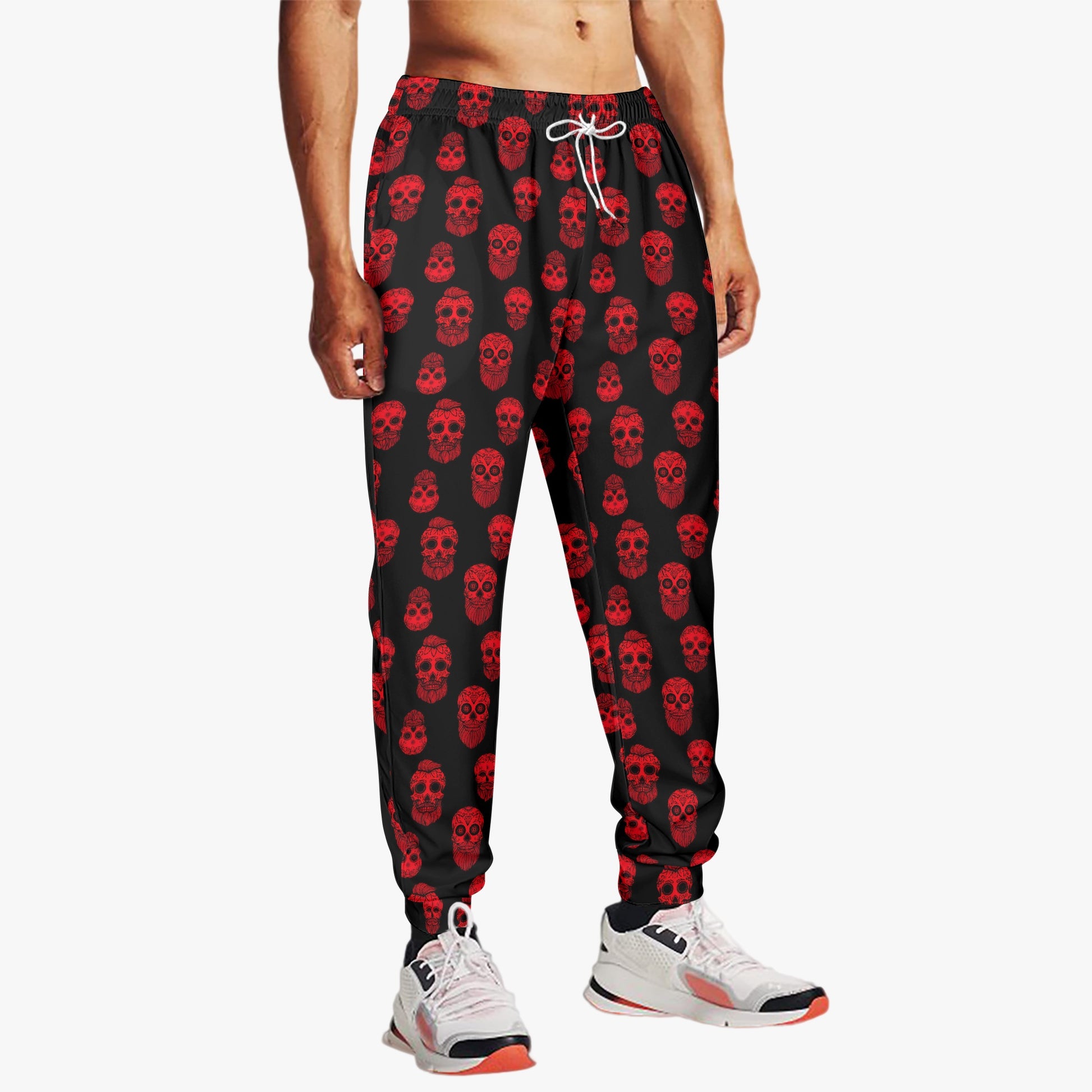 Black and Red Skull Print Sweatpants - Gothic Streetwear Essentials