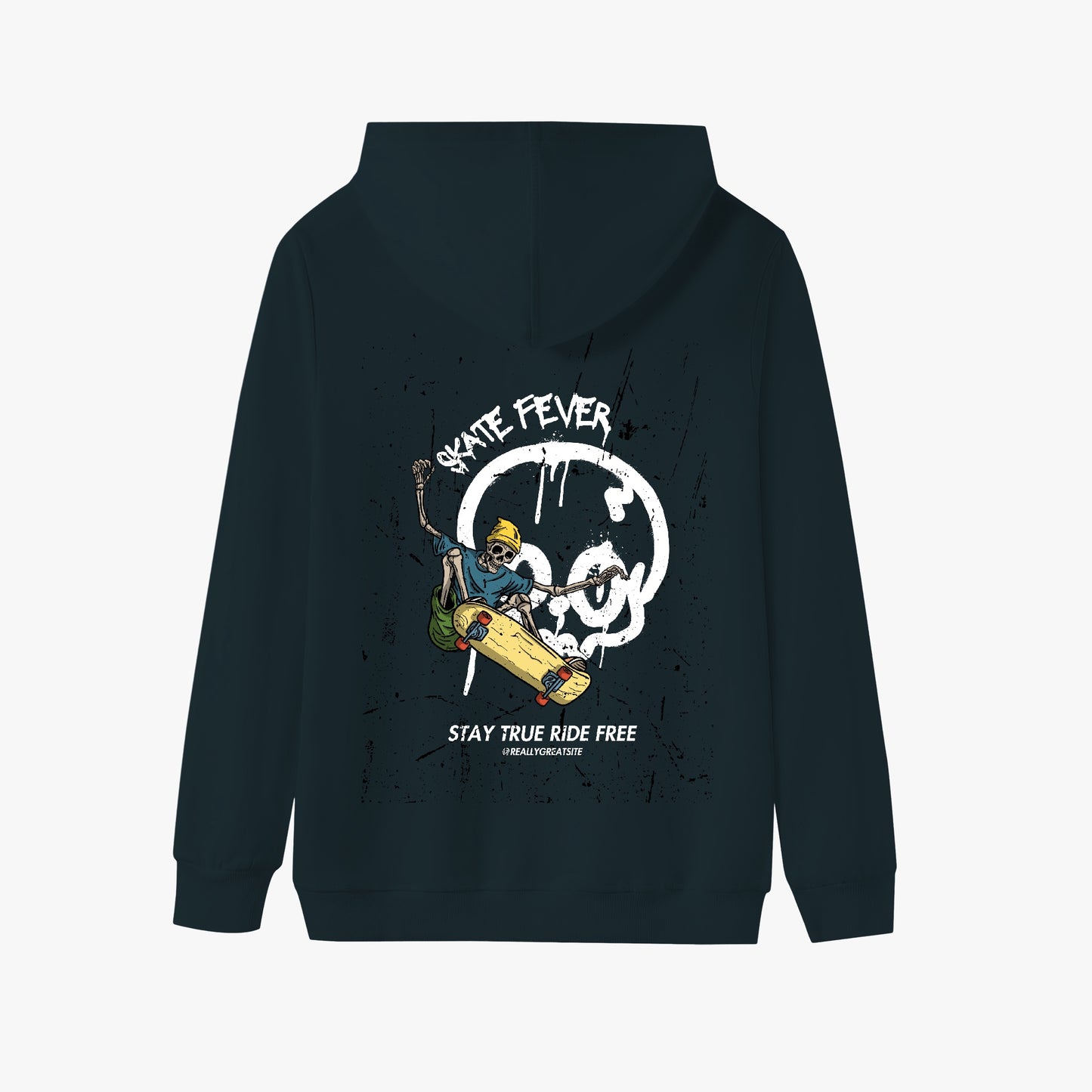 Skate Fever Hoodie – Bold Skull and Skateboard Design