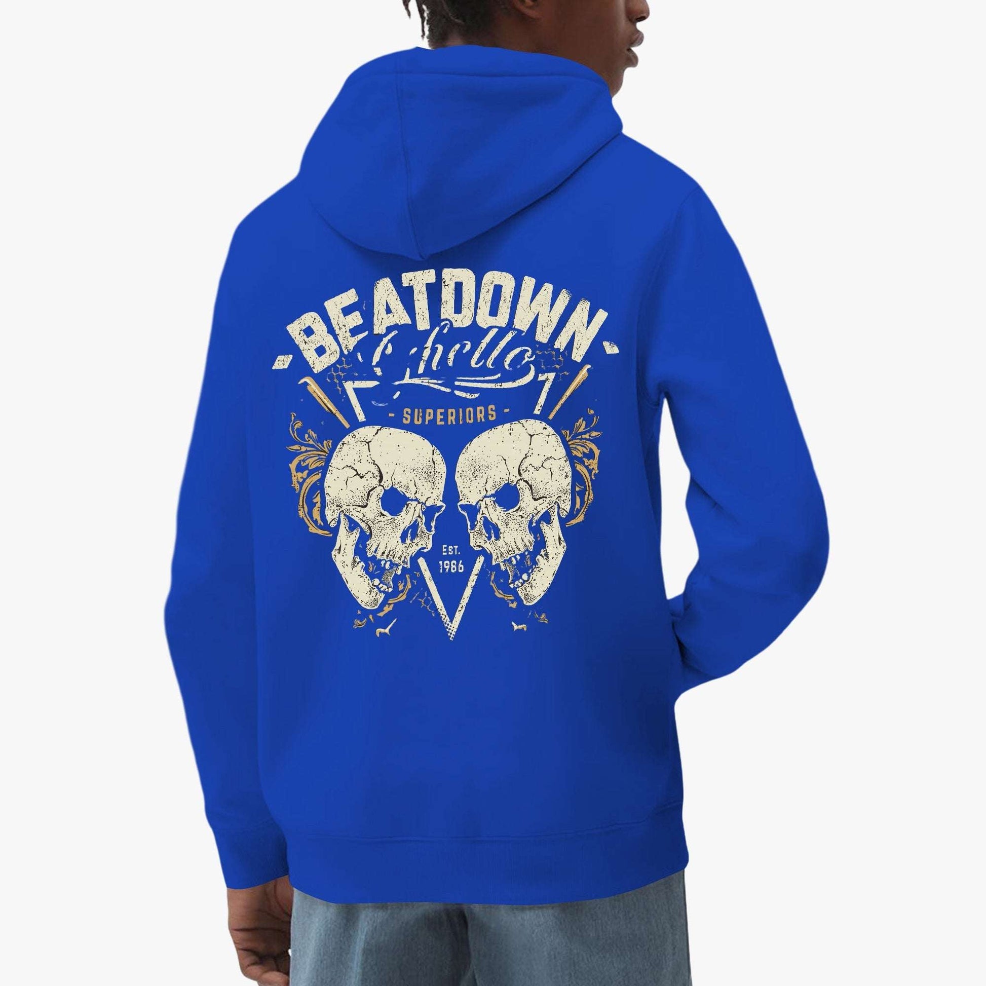 Beatdown Skull Hoodie - Available in Klein Blue, Deep Gray, Navy Blue, and Black