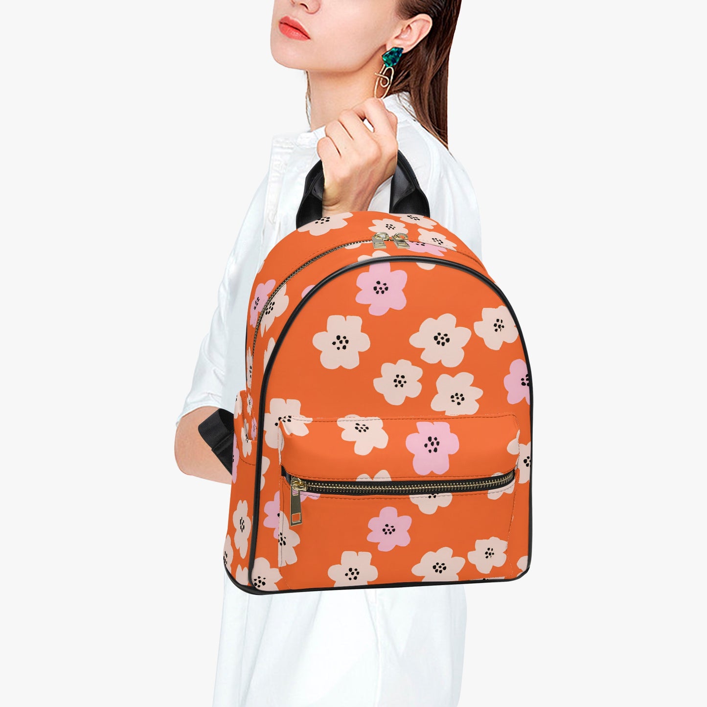 Blossom Burst Mini Backpack: A Floral Fantasy in Orange