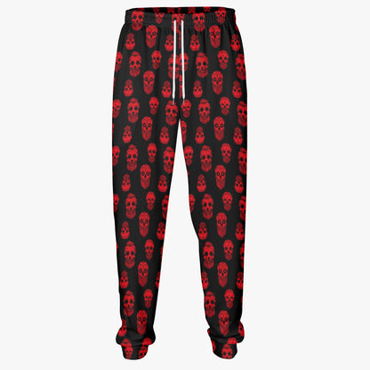 Black and Red Skull Print Sweatpants - Gothic Streetwear Essentials