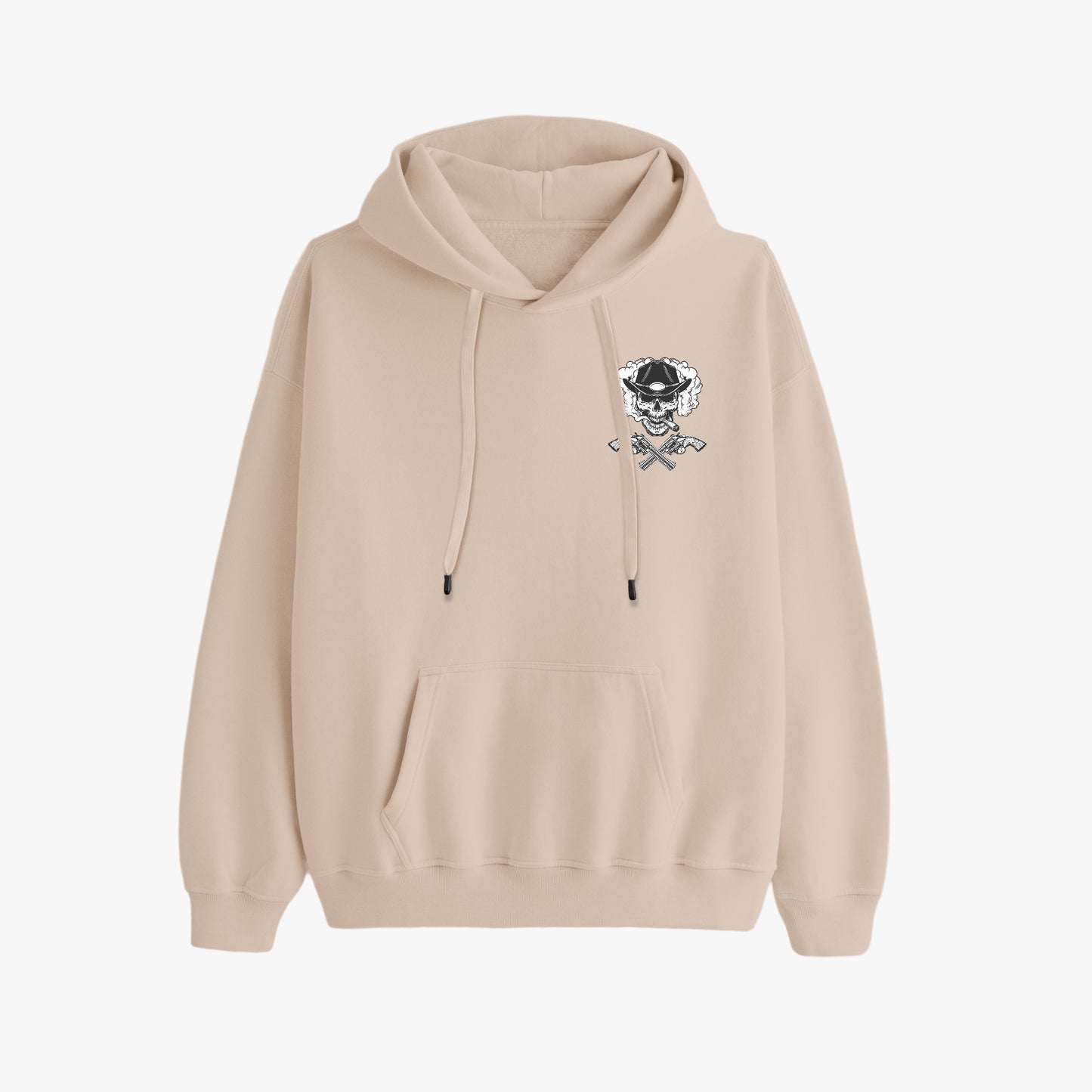 Western Cowboy Skull Pullover Hoodie with Crossed Pistols