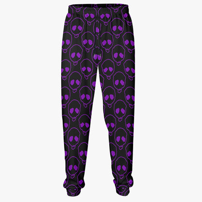 Purple Skull Print Joggers - Gothic Streetwear Loungewear