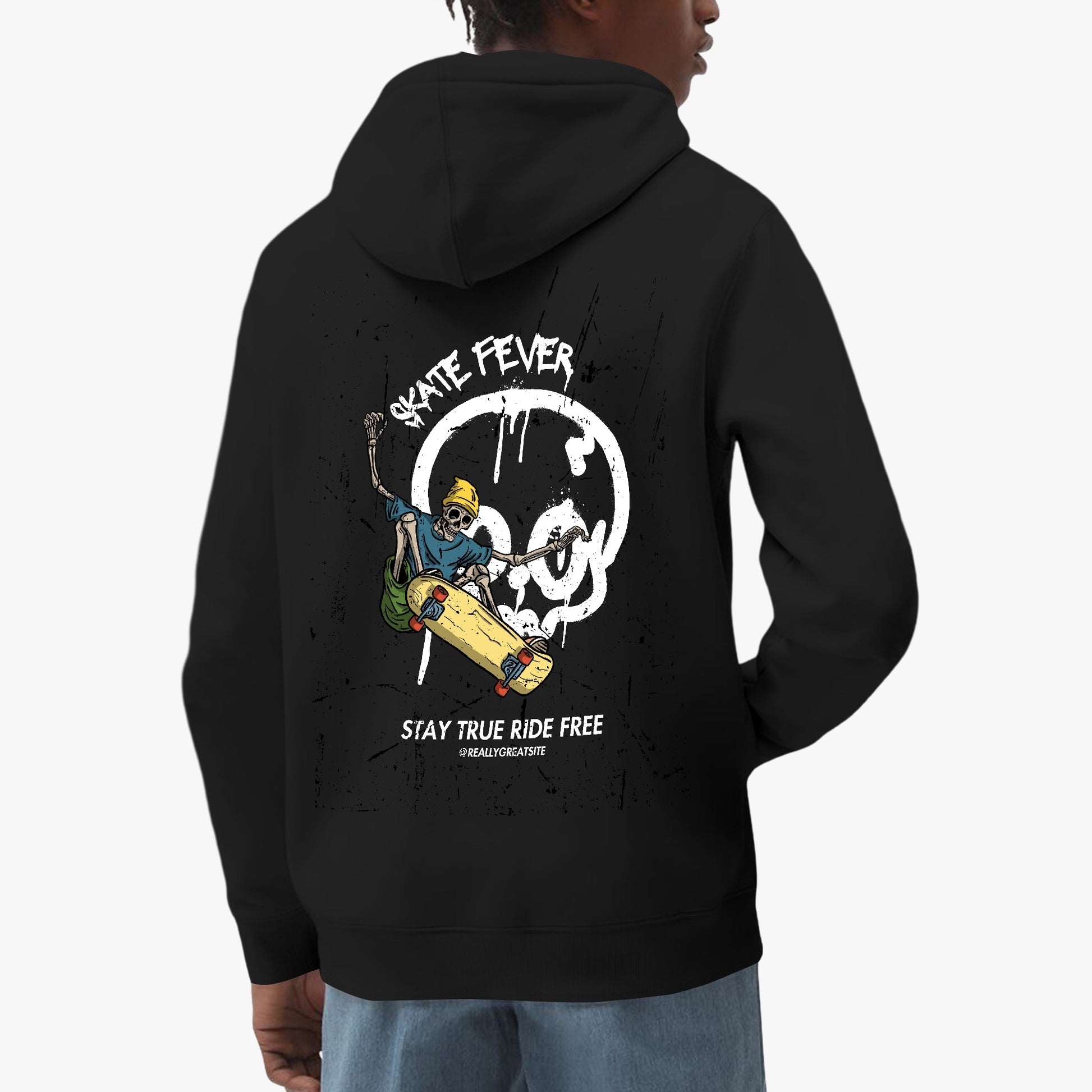 Skate Fever Hoodie – Bold Skull and Skateboard Design