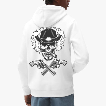 Western Cowboy Skull Pullover Hoodie with Crossed Pistols