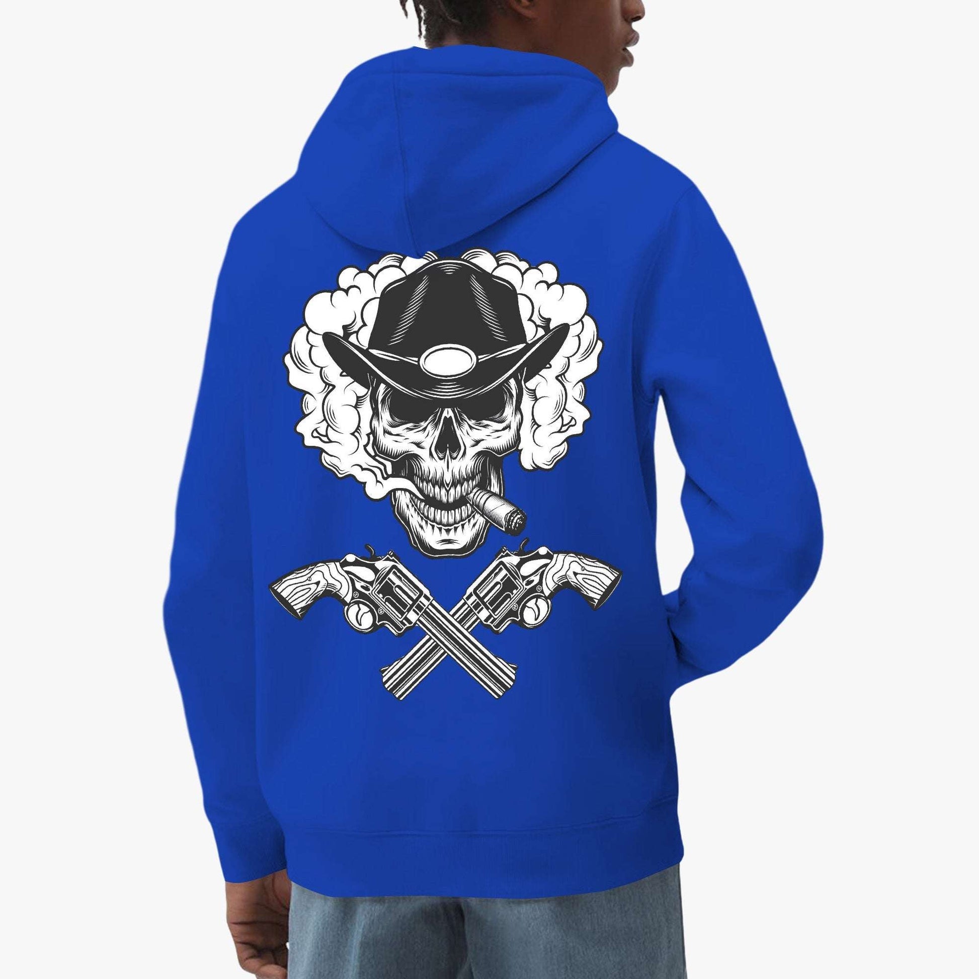 Western Cowboy Skull Pullover Hoodie with Crossed Pistols