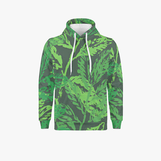 Lush Foliage Hoodie - Vibrant Green Print for Natural Style