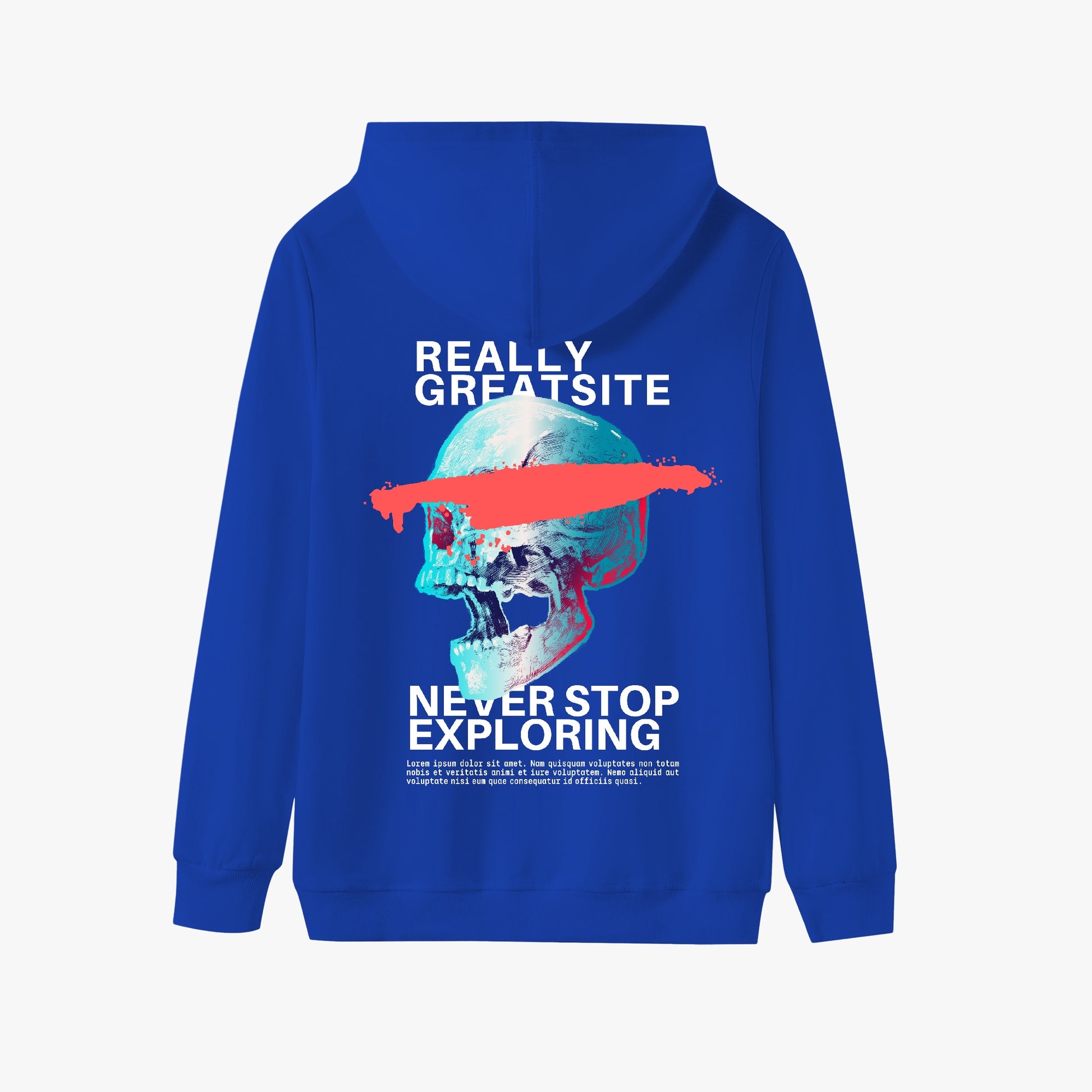 Never Stop Exploring Hoodie – Vibrant Skull Adventure Design