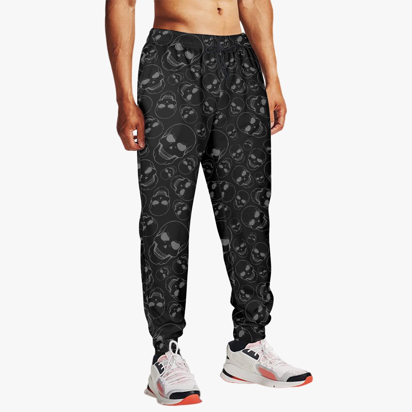 Black Skull Print Joggers - Sleek Gothic Loungewear