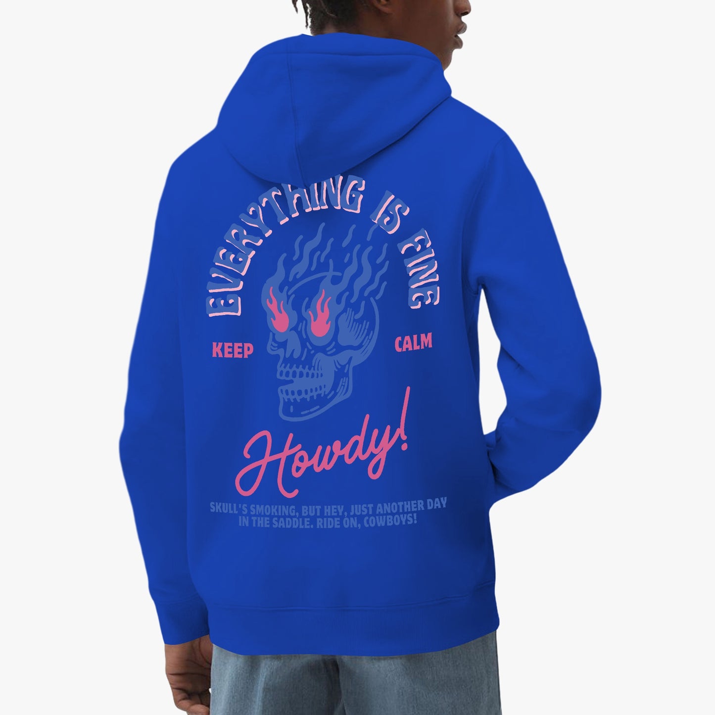 Everything Is Fine Hoodie – Flaming Skull Western-Inspired Design