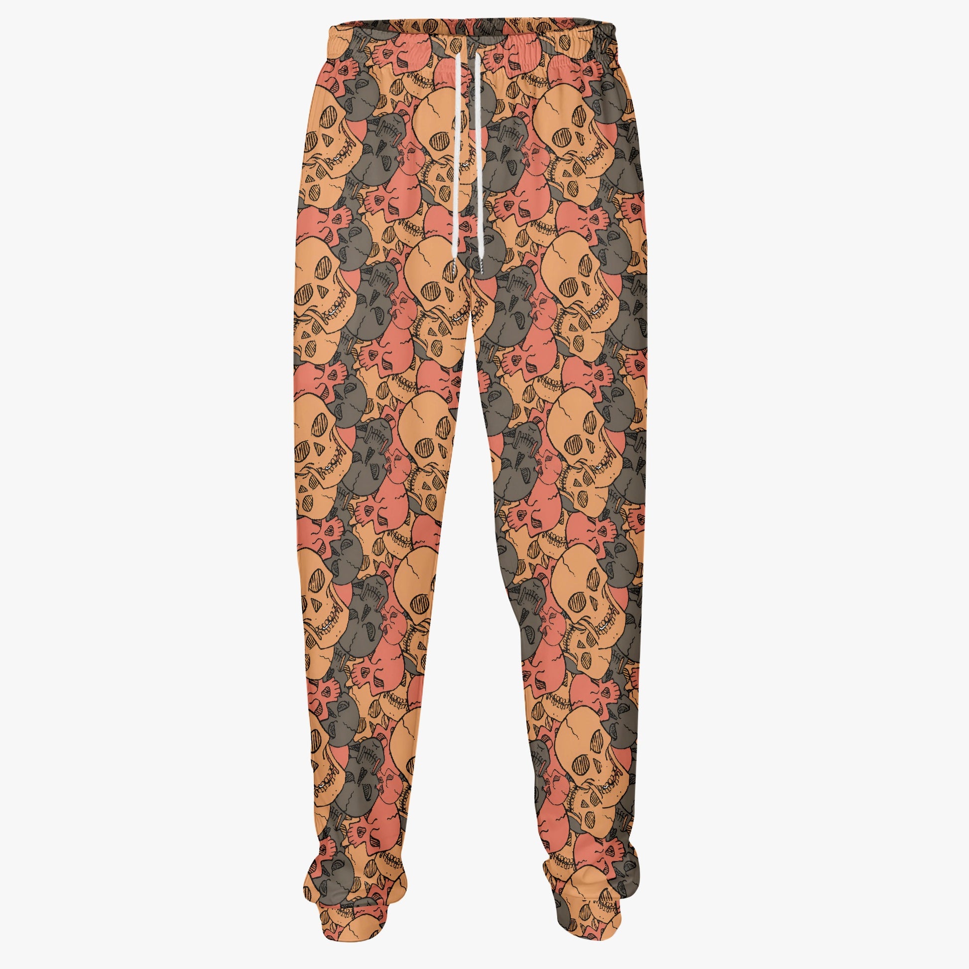 Earth-Toned Skull Print Sweatpants - Unique Gothic Loungewear