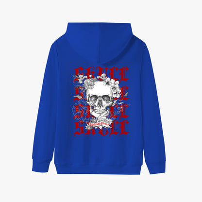 Skull and Flowers Gothic Hoodie – Red & Black Graphic Design