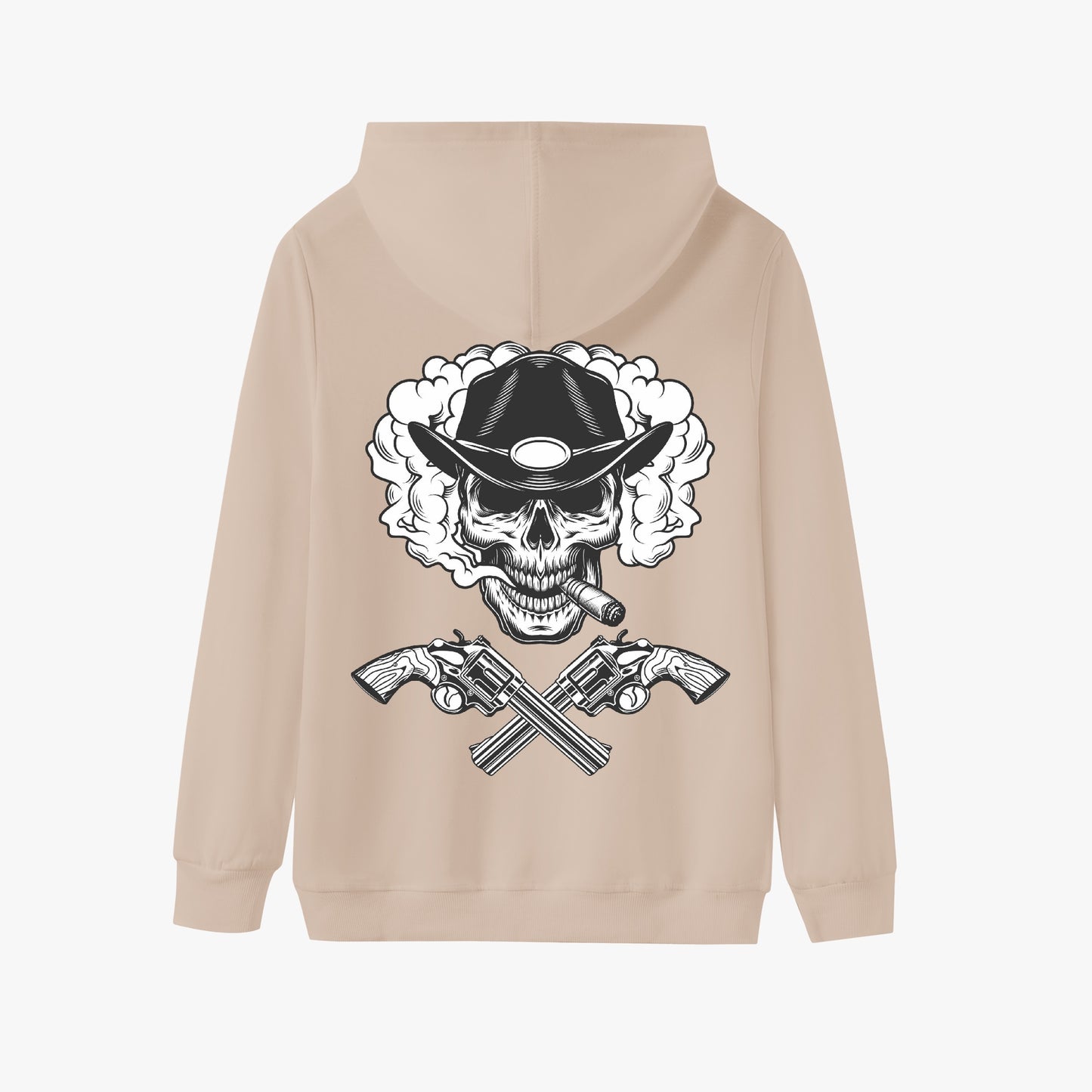 Western Cowboy Skull Pullover Hoodie with Crossed Pistols