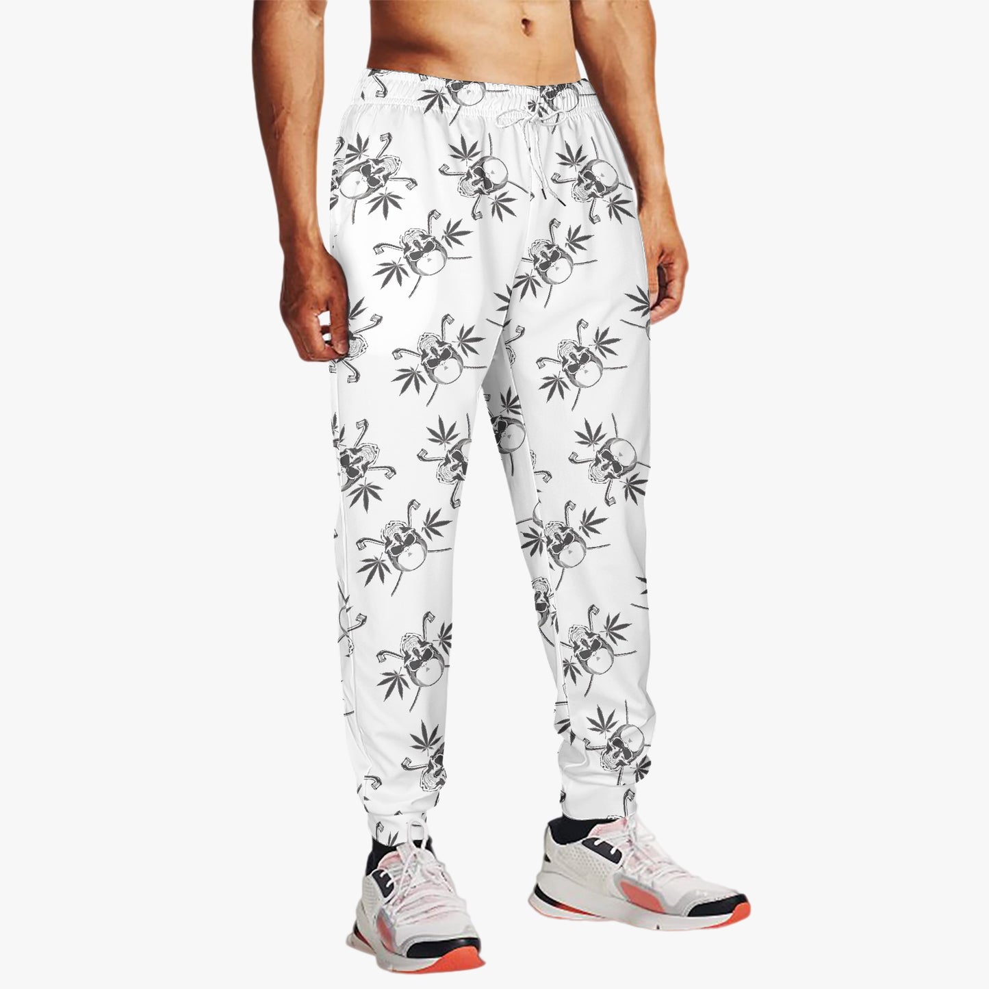 Skull and Crossbones with Leaves Print Jogger Sweatpants - Edgy & Comfortable Loungewear