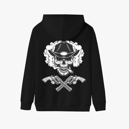 Western Cowboy Skull Pullover Hoodie with Crossed Pistols