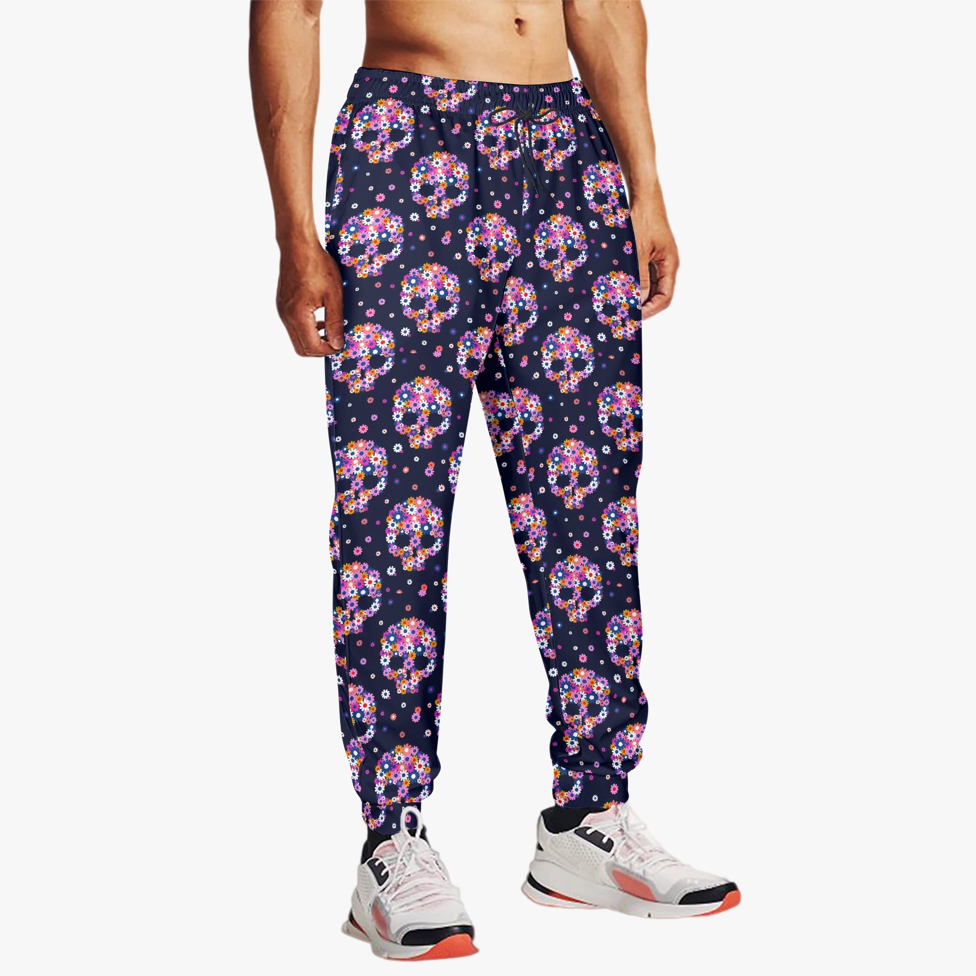 Flower Skull Print Jogger Sweatpants - Stylish & Comfortable Loungewear