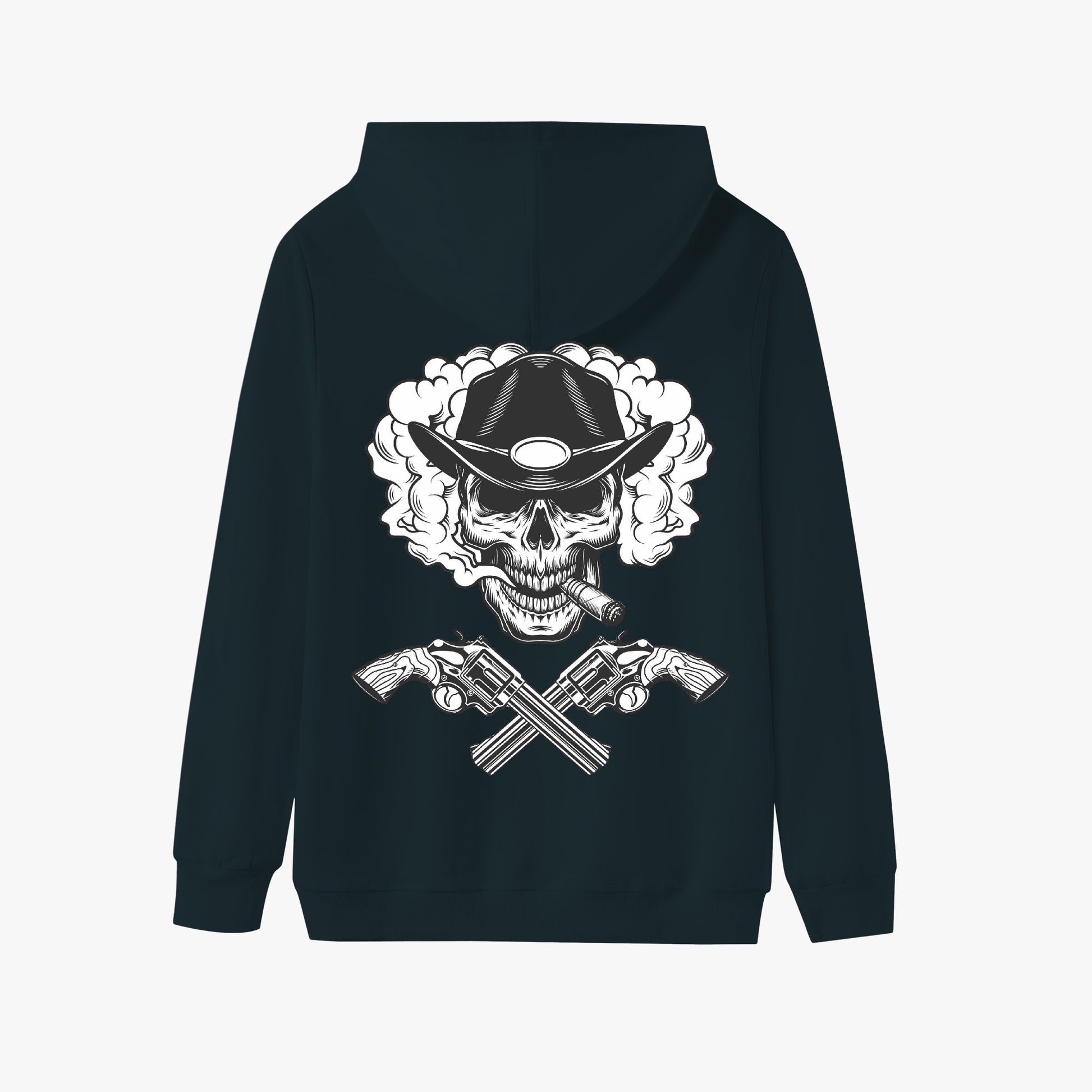 Western Cowboy Skull Pullover Hoodie with Crossed Pistols