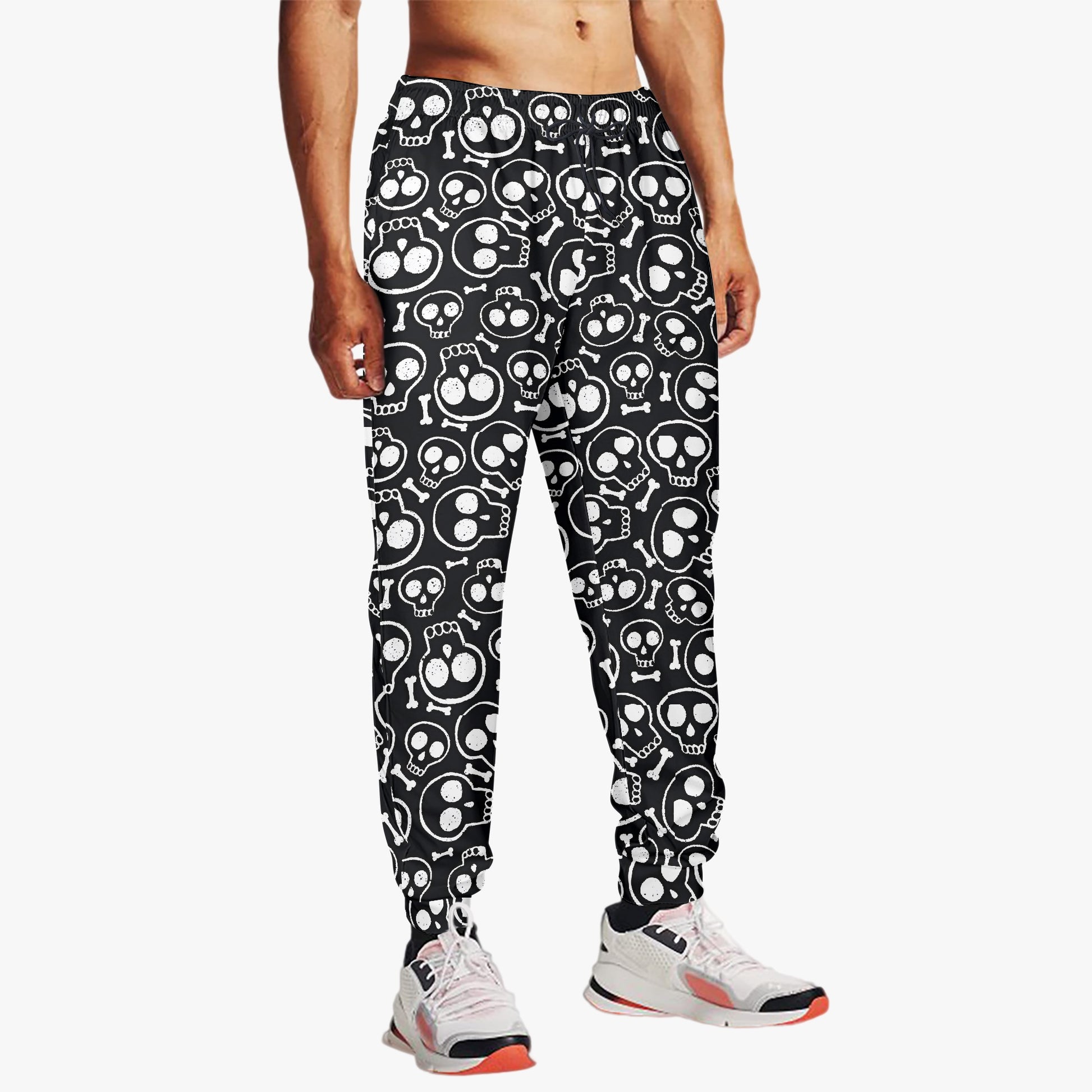 Monochrome Skull Pattern Sweatpants - Bold Gothic Loungewear