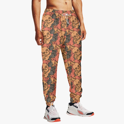 Earth-Toned Skull Print Sweatpants - Unique Gothic Loungewear