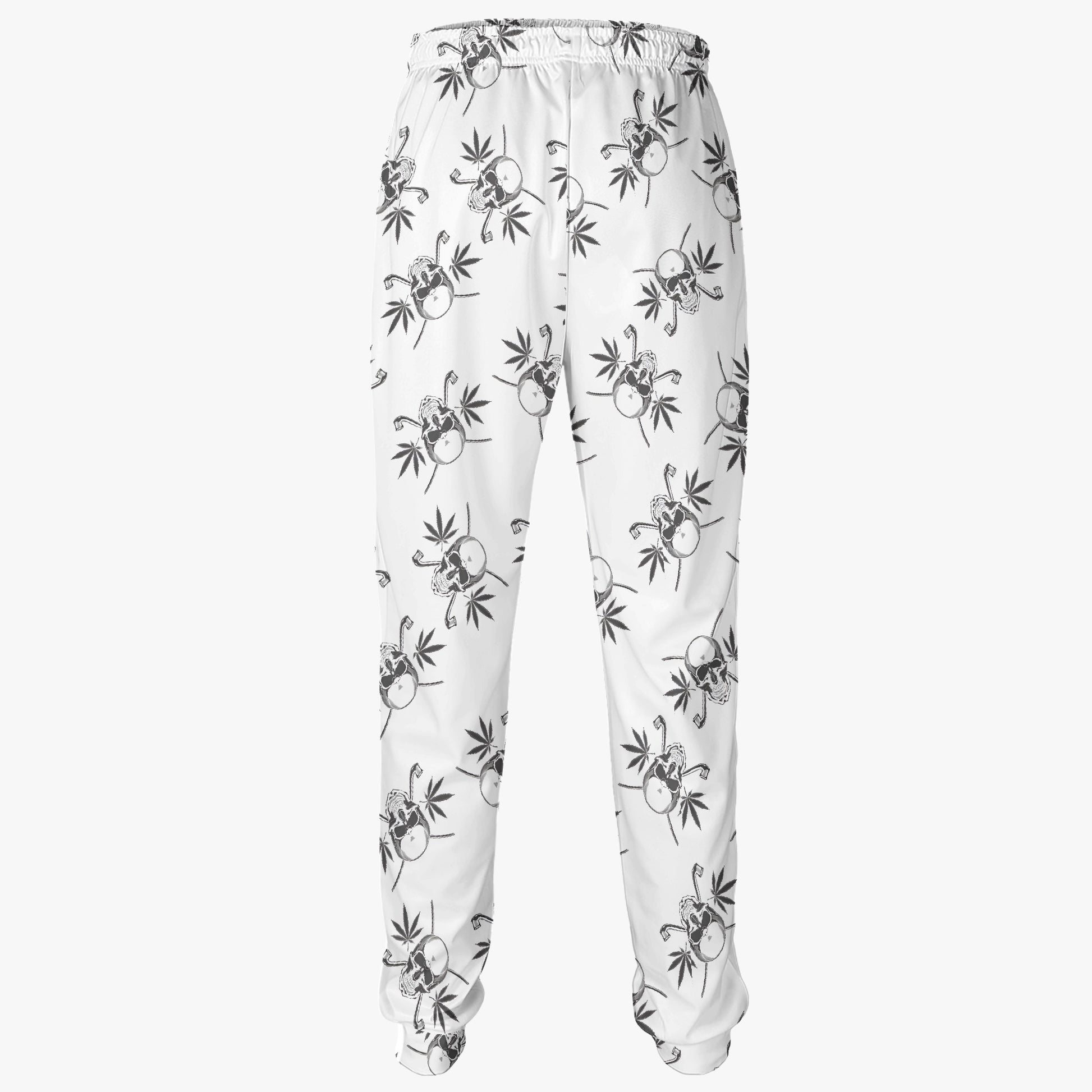 Skull and Crossbones with Leaves Print Jogger Sweatpants - Edgy & Comfortable Loungewear