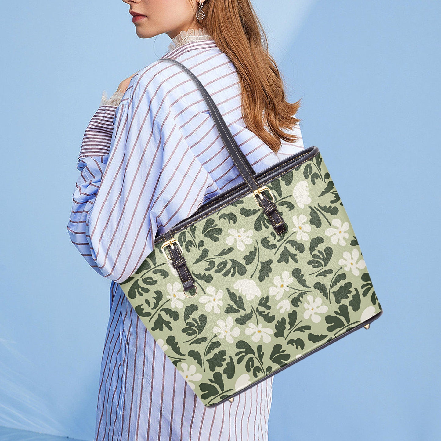 Sage Green Floral Tote Bag - Elegant & Earthy for Everyday, Work, or Travel