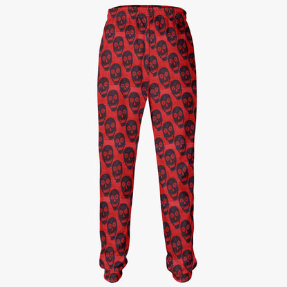 Red and Black Skull Print Sweatpants - Bold Gothic Loungewear