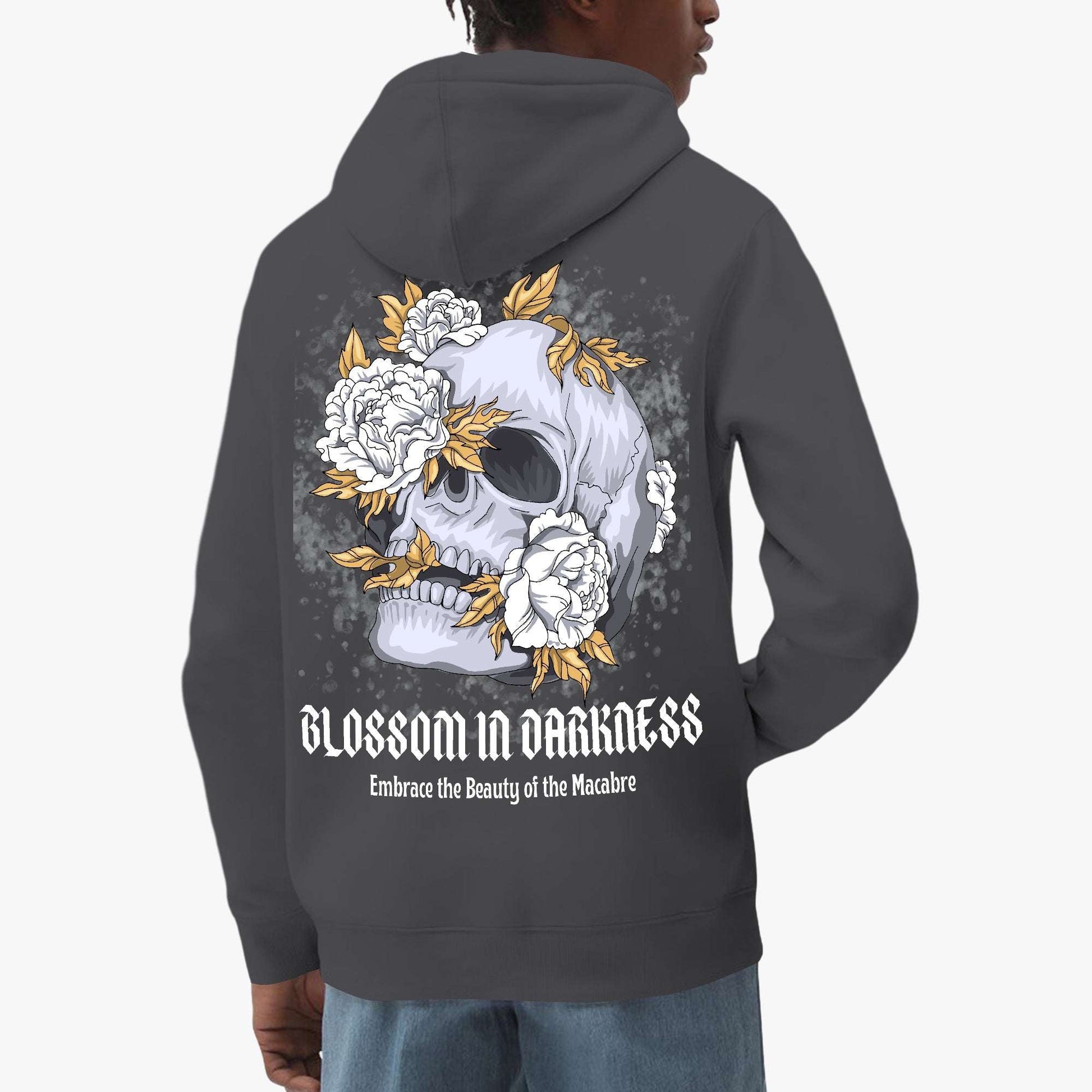 Blossom in Darkness Skull and Flowers Hoodie – Gothic Elegance and Bold Style