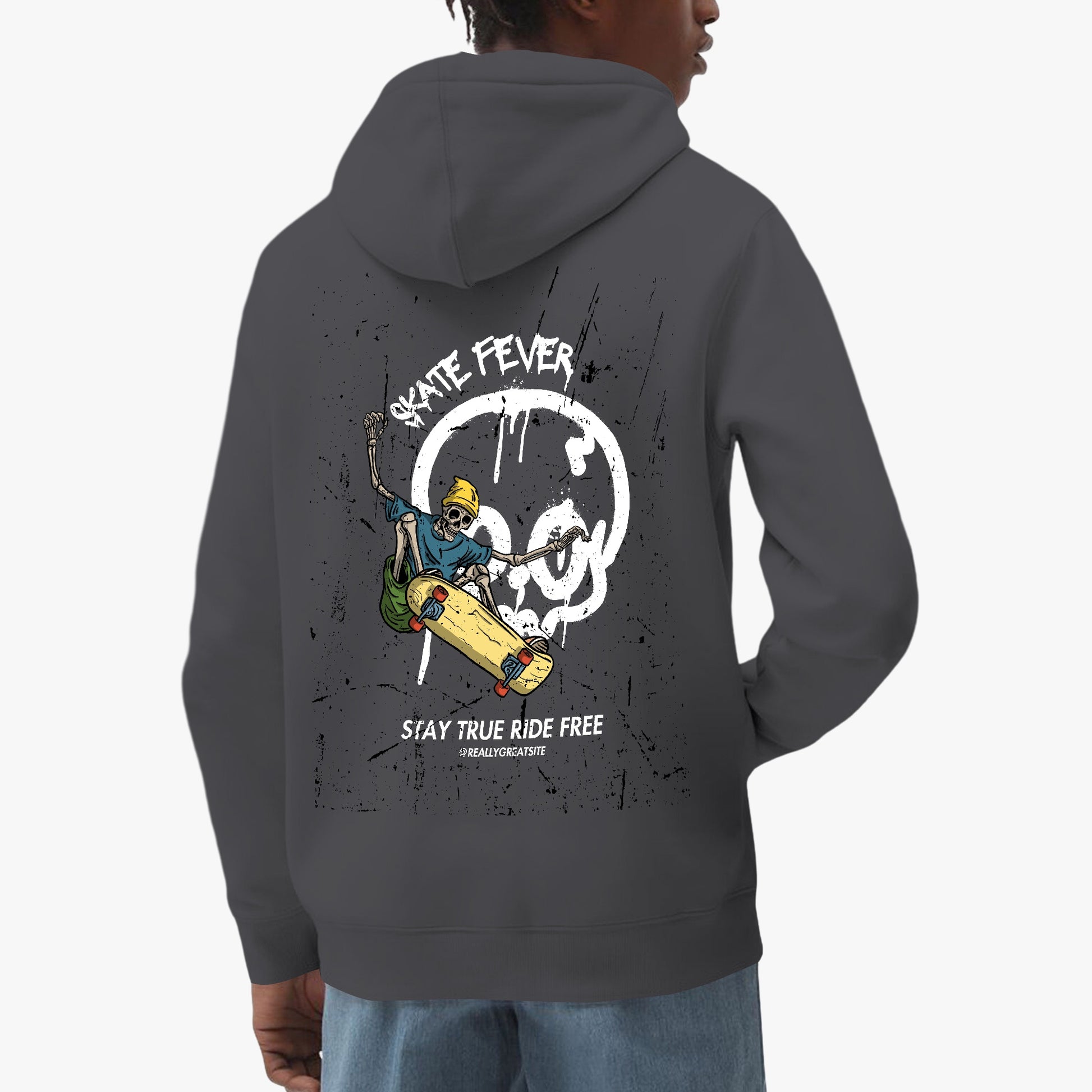 Skate Fever Hoodie – Bold Skull and Skateboard Design