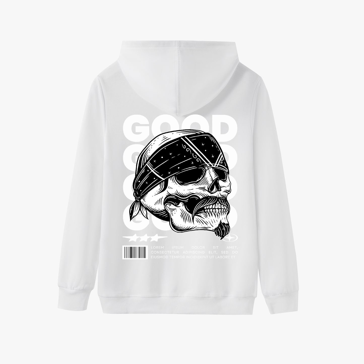 Good Vibes Skull Hoodie – Edgy Bandana Skull Graphic Design