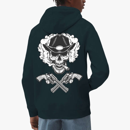 Western Cowboy Skull Pullover Hoodie with Crossed Pistols