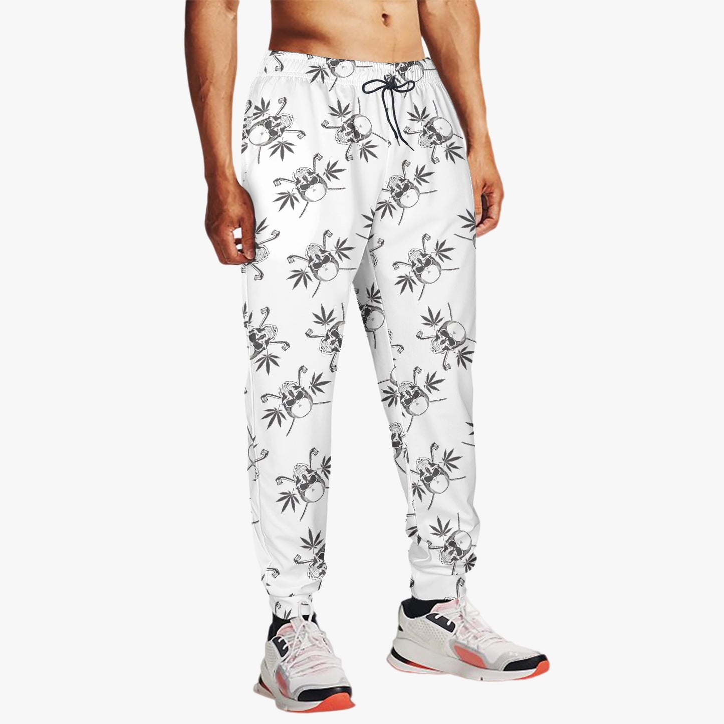 Skull and Crossbones with Leaves Print Jogger Sweatpants - Edgy & Comfortable Loungewear