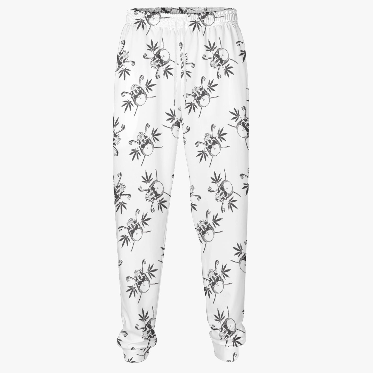 Skull and Crossbones with Leaves Print Jogger Sweatpants - Edgy & Comfortable Loungewear