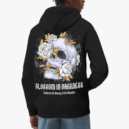 Blossom in Darkness Skull and Flowers Hoodie – Gothic Elegance and Bold Style